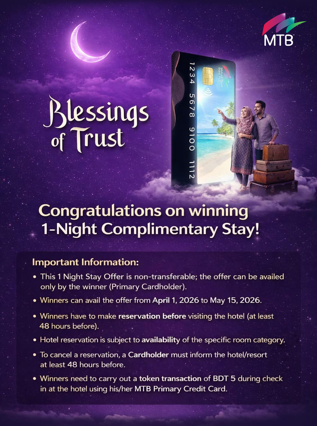 Complimentary Stay Winner Greetings